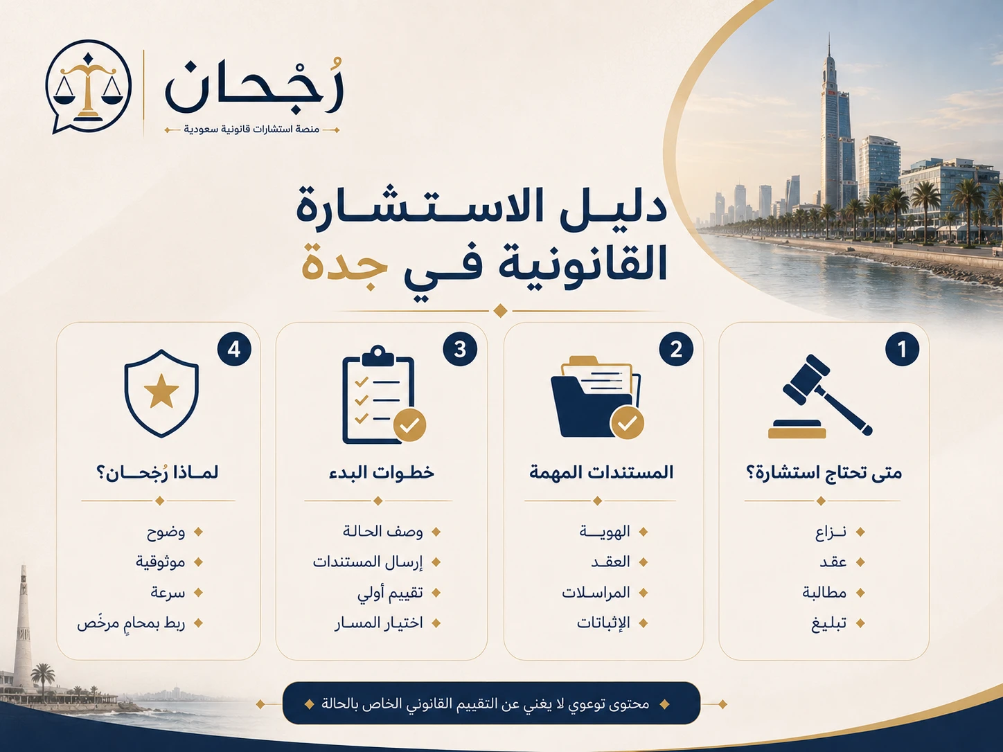 صورة داخلية توضح مشهد استشارة قانونية في جدة