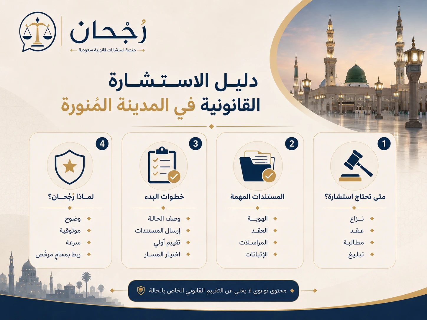 صورة داخلية توضح مشهد استشارة قانونية في المدينة المنورة