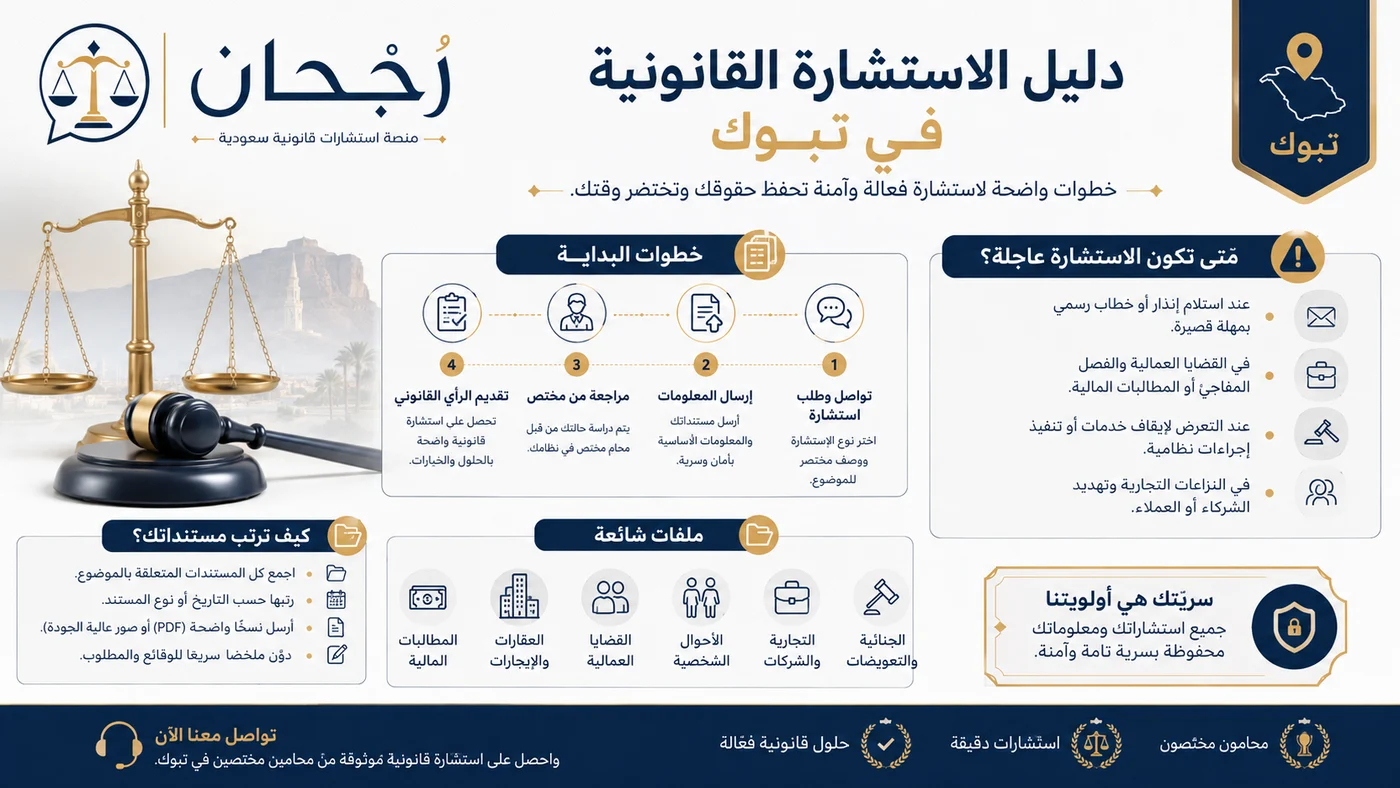 إنفوجرافيك استشارات قانونية في تبوك