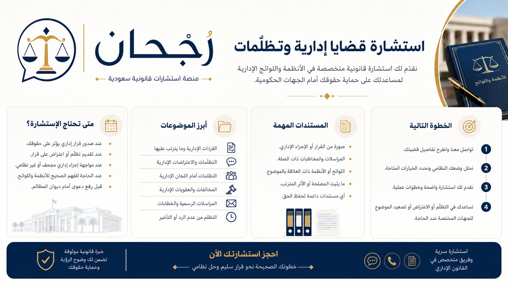 إنفوجرافيك استشارات قانونية في القضايا الإدارية