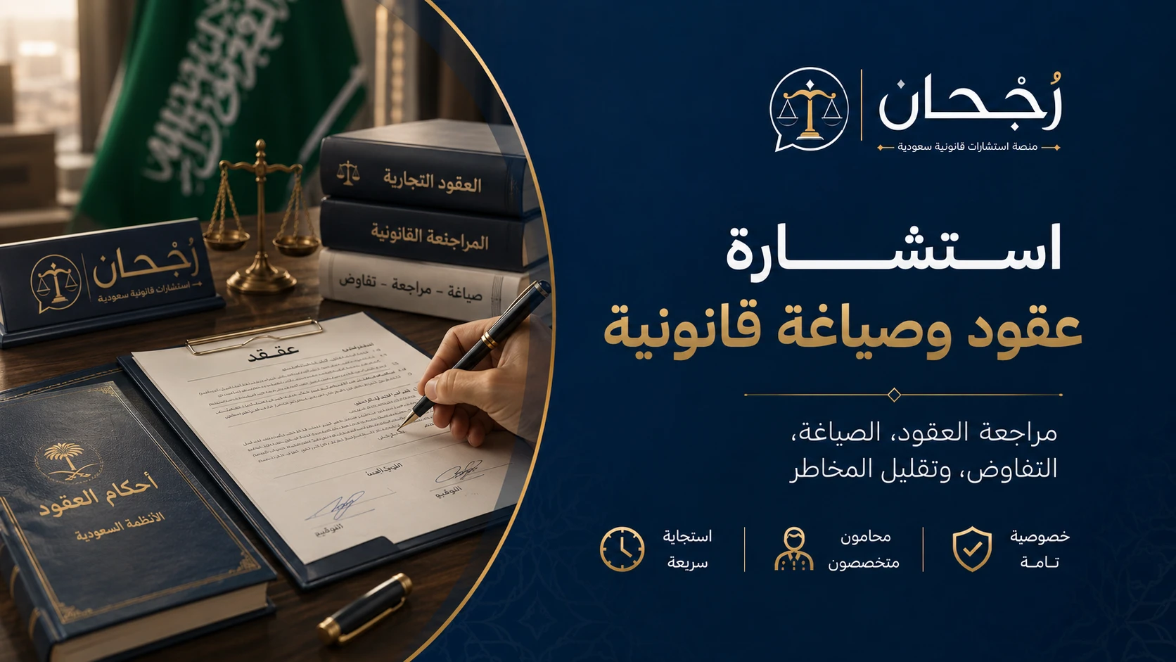 غلاف صفحة استشارات قانونية في العقود والصياغة