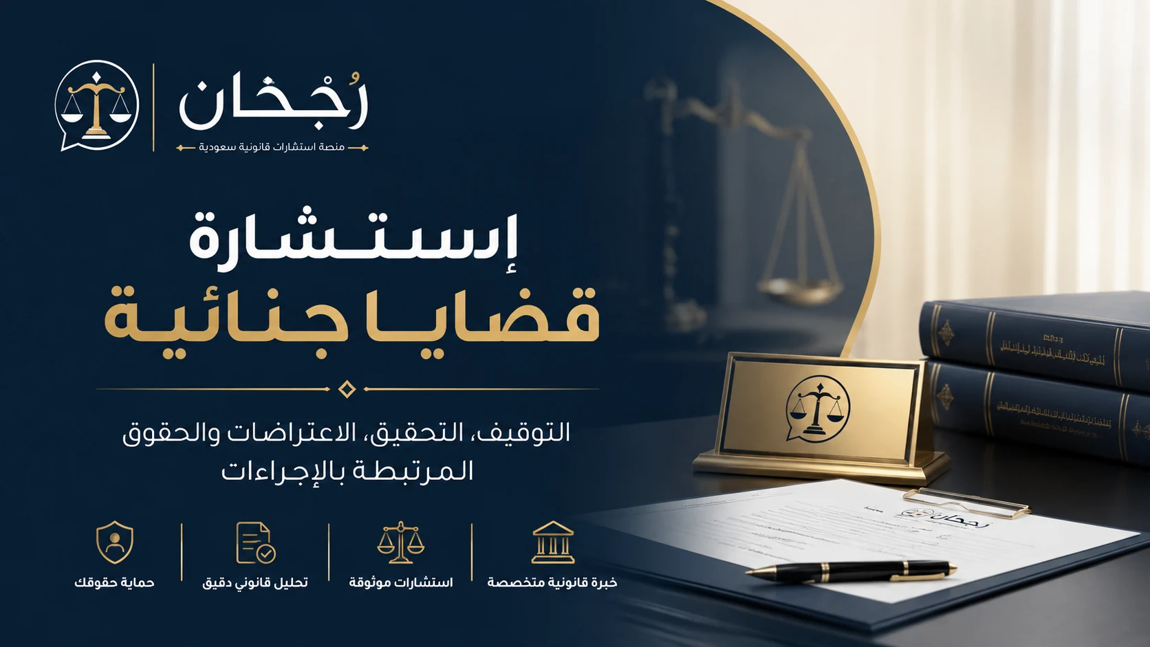 غلاف صفحة استشارات قانونية في القضايا الجنائية