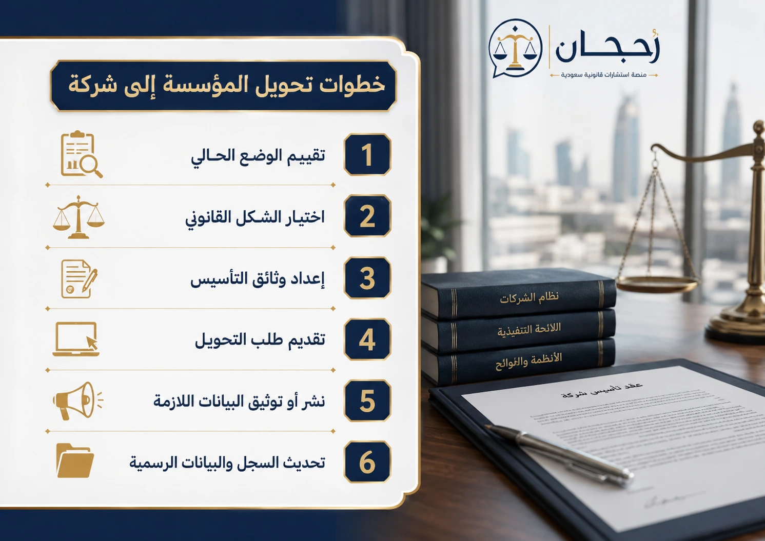 إنفوجرافكس يوضح خطوات تحويل المؤسسة إلى شركة في السعودية