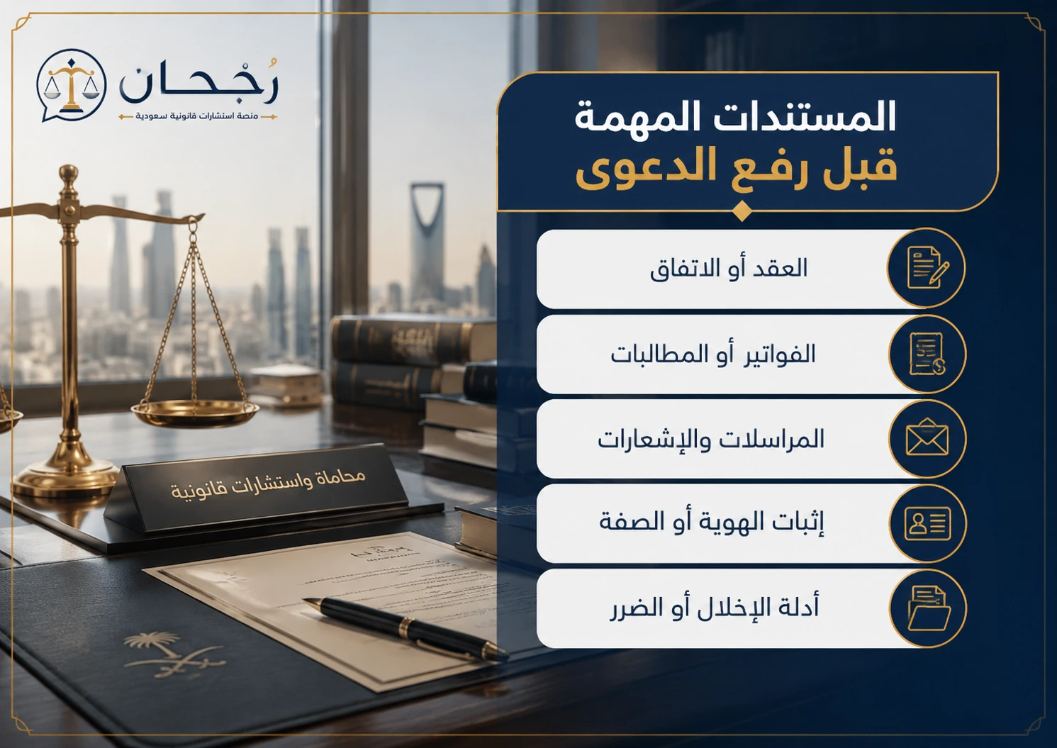 إنفوجرافكس يوضح المستندات المهمة قبل رفع دعوى قضائية ضد شركة