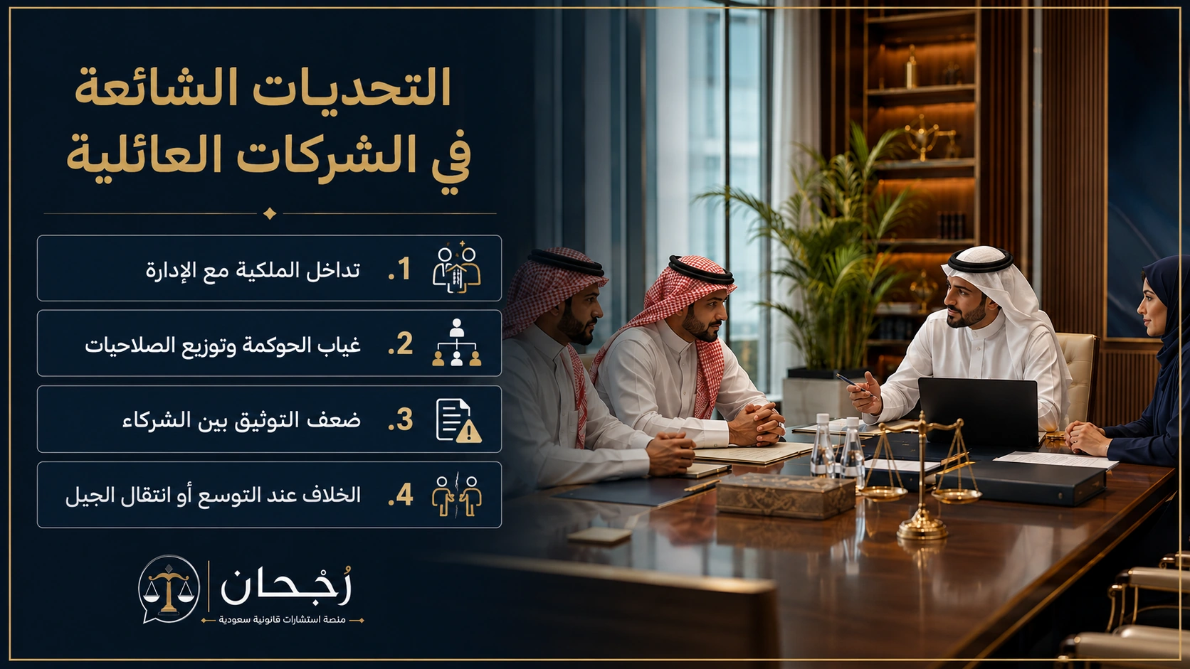 إنفوجرافكس يوضح التحديات الشائعة في الشركات العائلية