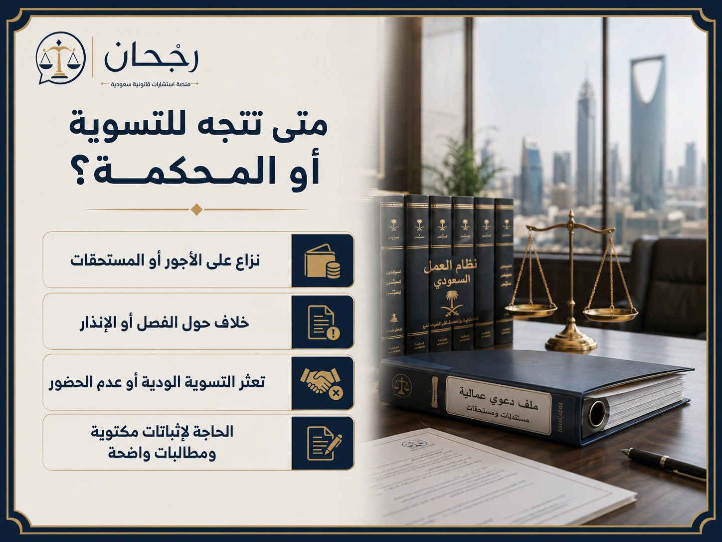 متى تتجه للتسوية أو المحكمة