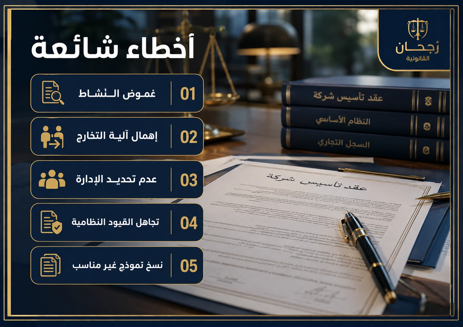 إنفوجرافكس يوضح خطوات مراجعة عقد التأسيس قبل التوقيع
