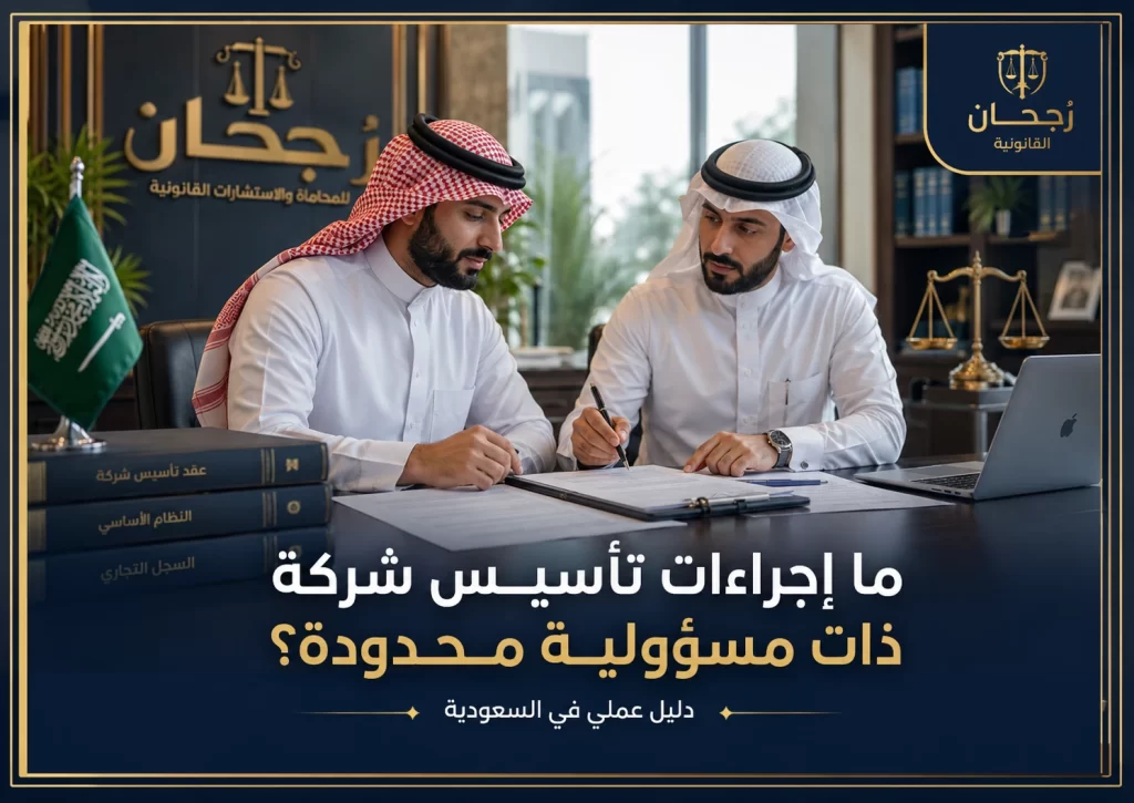 غلاف يوضح إجراءات تأسيس شركة ذات مسؤولية محدودة في السعودية عبر منصة رُجحان
