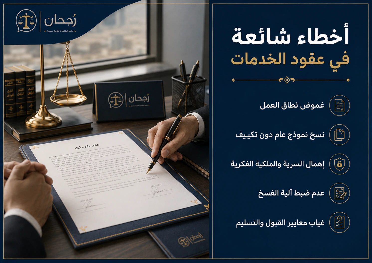 إنفوجرافكس يوضح الأخطاء الشائعة في عقود تقديم الخدمات للشركات