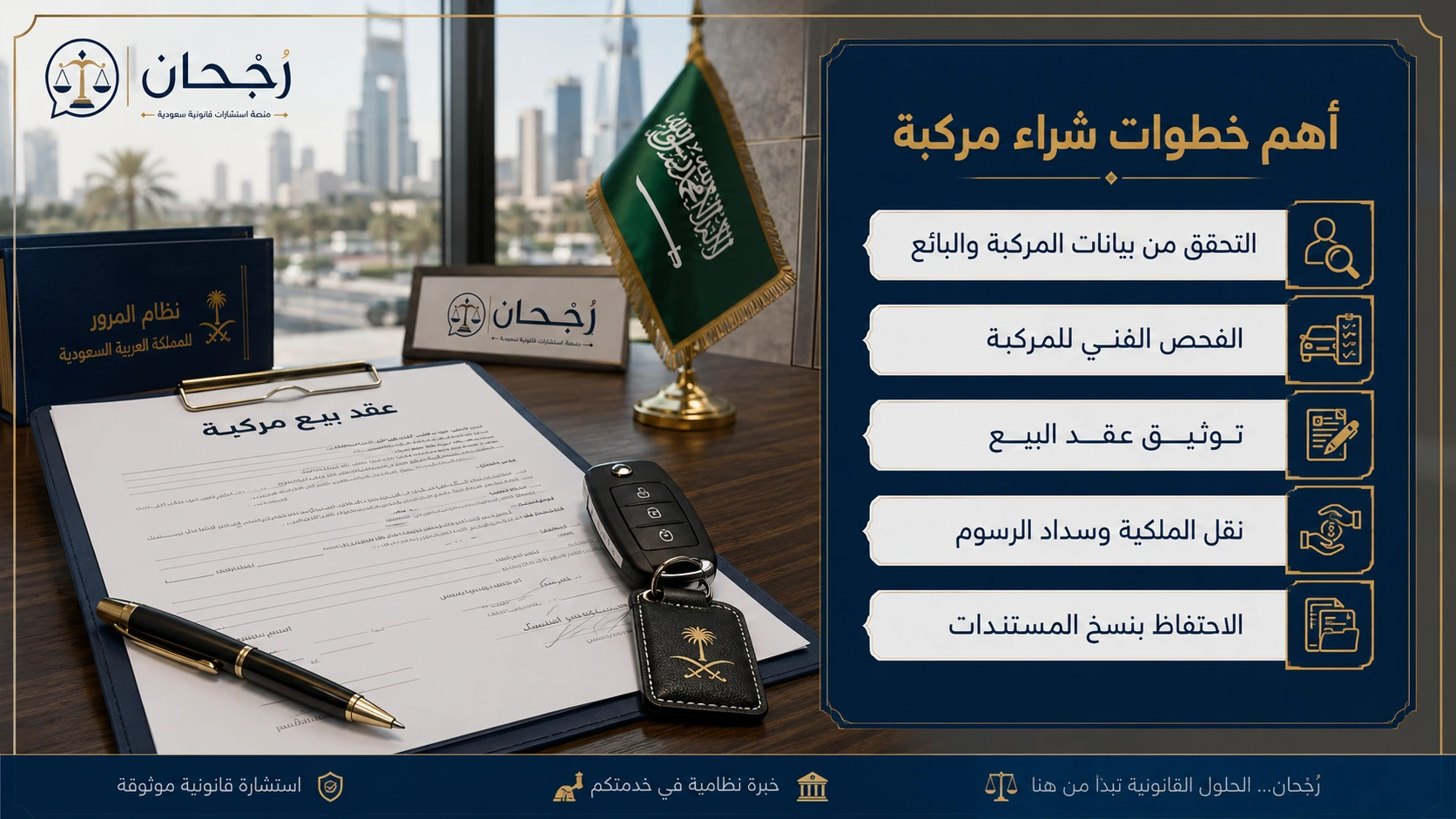 إنفوجرافكس يوضح أهم خطوات شراء مركبة في السعودية
