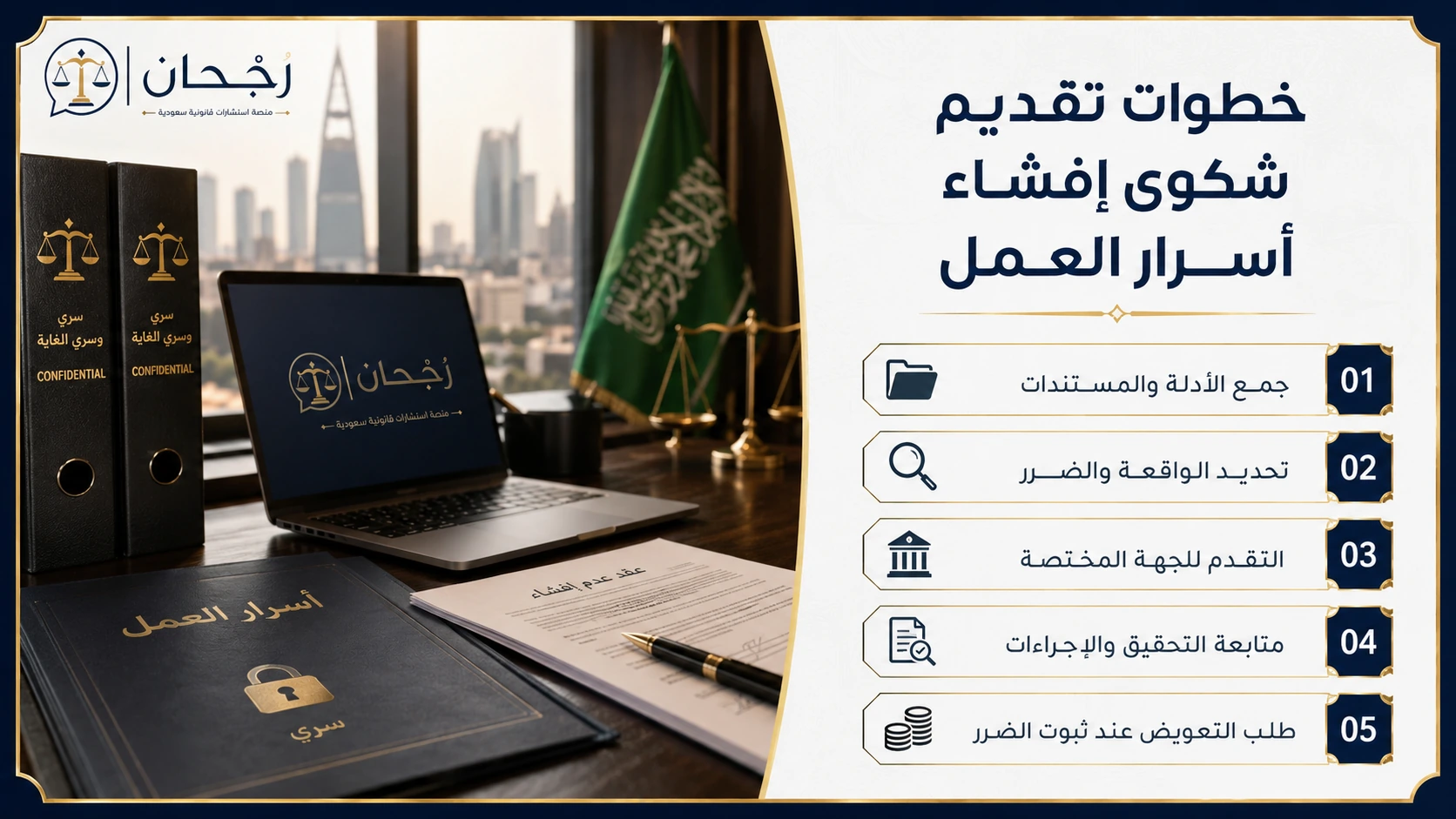 إنفوجرافكس يوضح خطوات تقديم شكوى إفشاء أسرار العمل