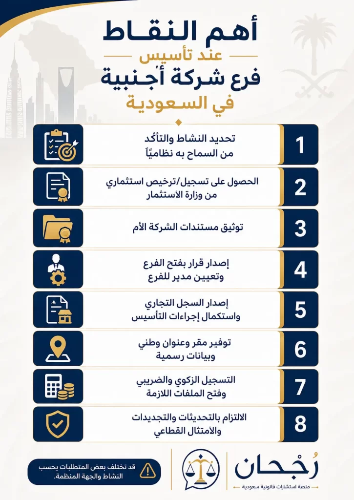 شروط تأسيس فرع شركة أجنبية بالسعودية