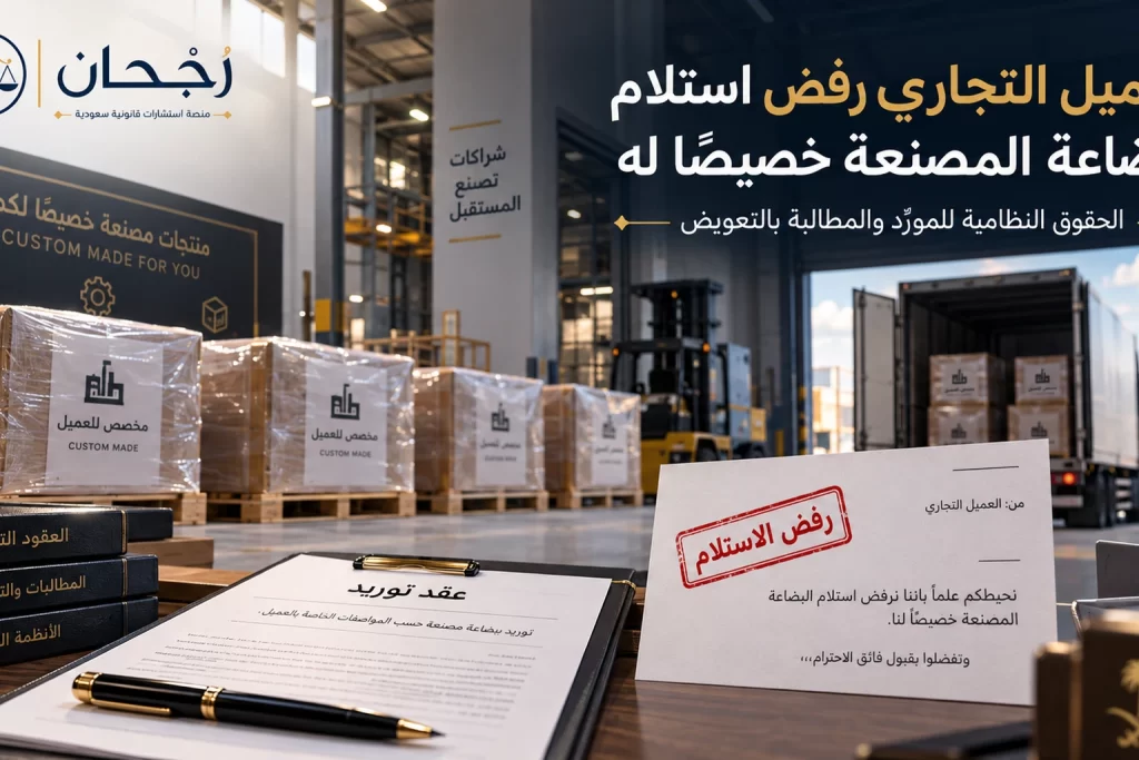 العميل التجاري رفض استلام البضاعة المصنعة خصيصًا له - رُجحان للاستشارات القانونية