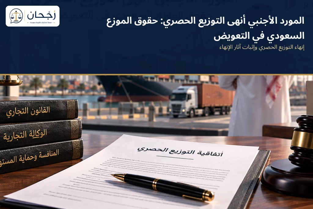 المورد الأجنبي أنهى التوزيع الحصري: حقوق الموزع السعودي في التعويض - رُجحان للاستشارات القانونية