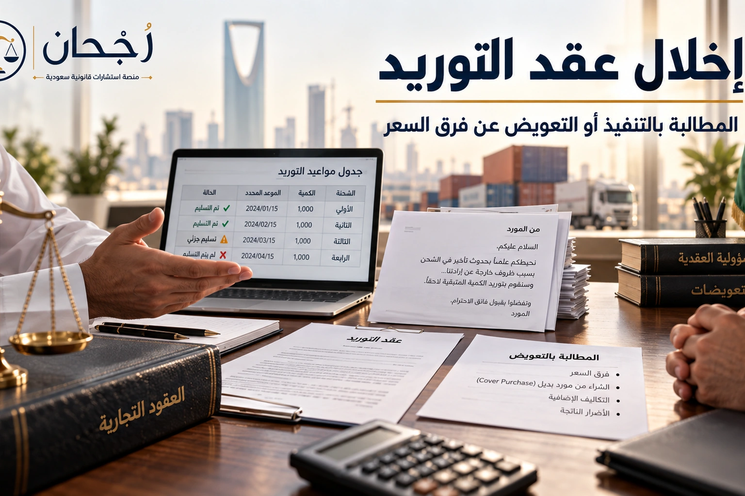 العقد والسعر والكمية المتفق عليها في عقد التوريد