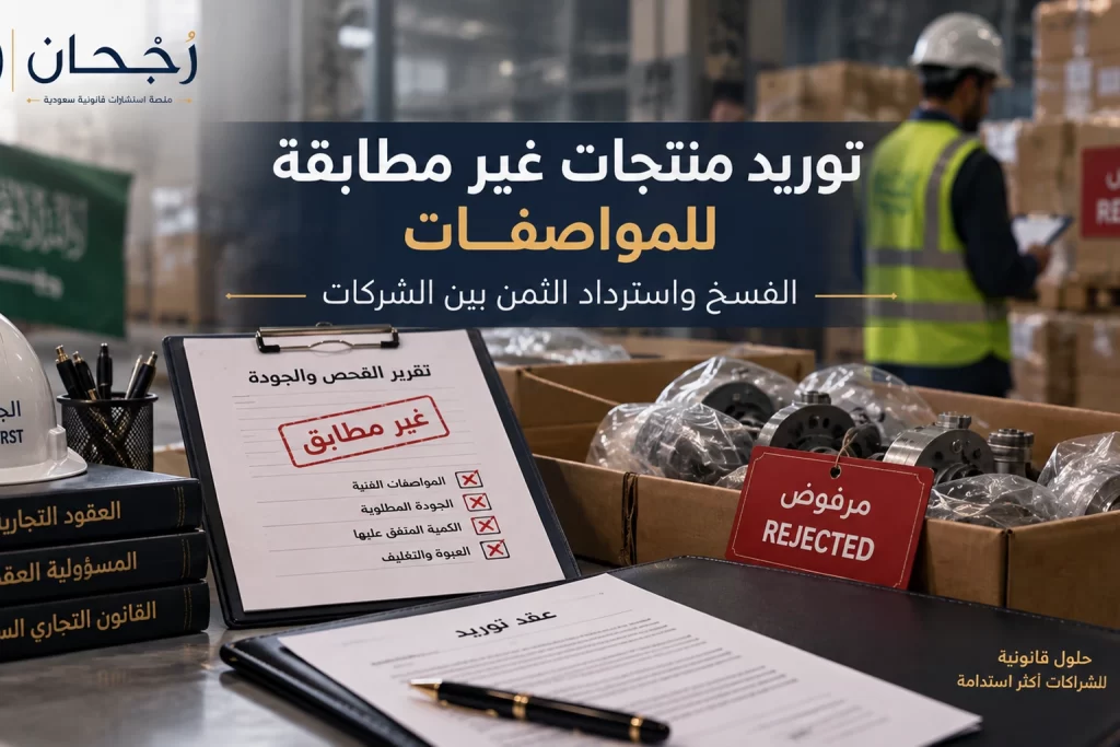 توريد منتجات غير مطابقة للمواصفات: الفسخ واسترداد الثمن بين الشركات - رُجحان للاستشارات القانونية