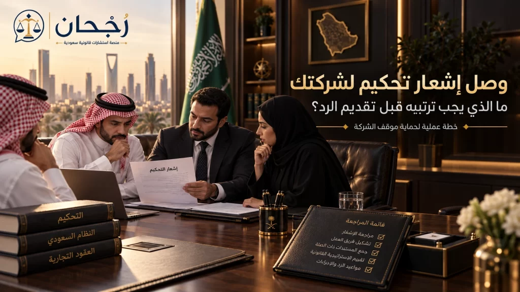 وصل إشعار تحكيم لشركتك: ما الذي يجب ترتيبه قبل تقديم الرد؟ - رُجحان للاستشارات القانونية