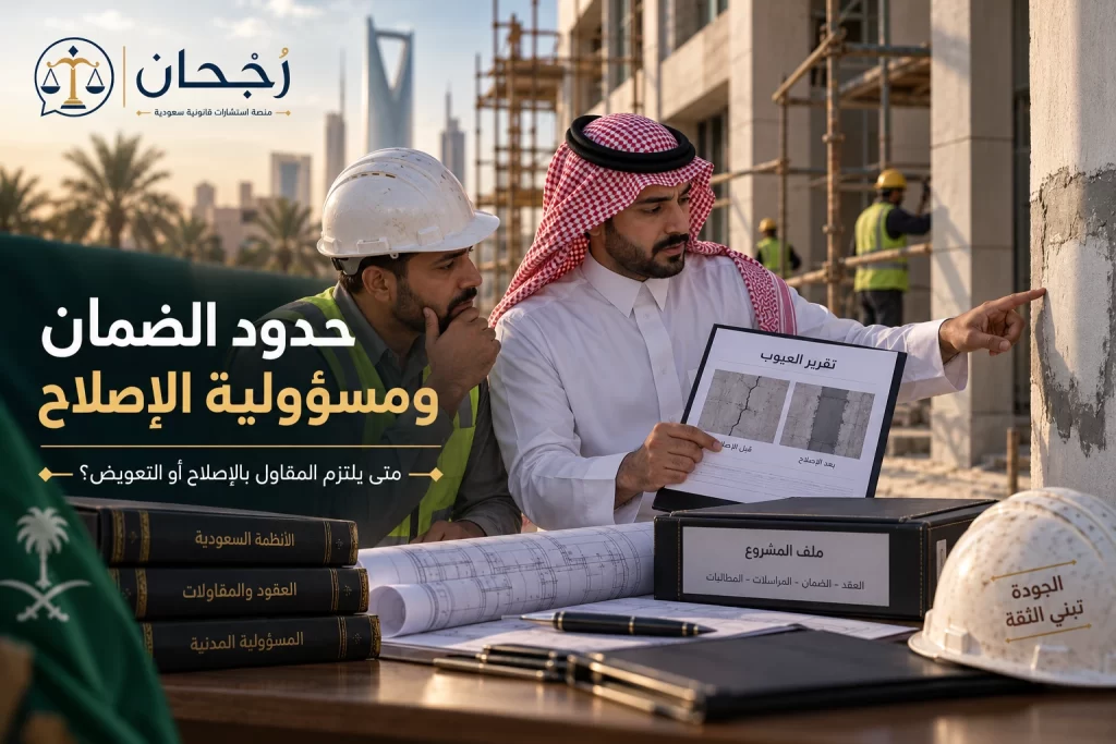 عيوب التنفيذ التي تظهر بعد الاستلام: مسؤولية المقاول وحدود الضمان - رُجحان للاستشارات القانونية