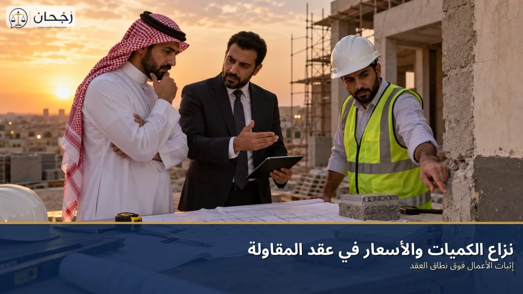 نزاع الكميات والأسعار في عقد المقاولة: إثبات الأعمال فوق نطاق العقد - رُجحان للاستشارات القانونية