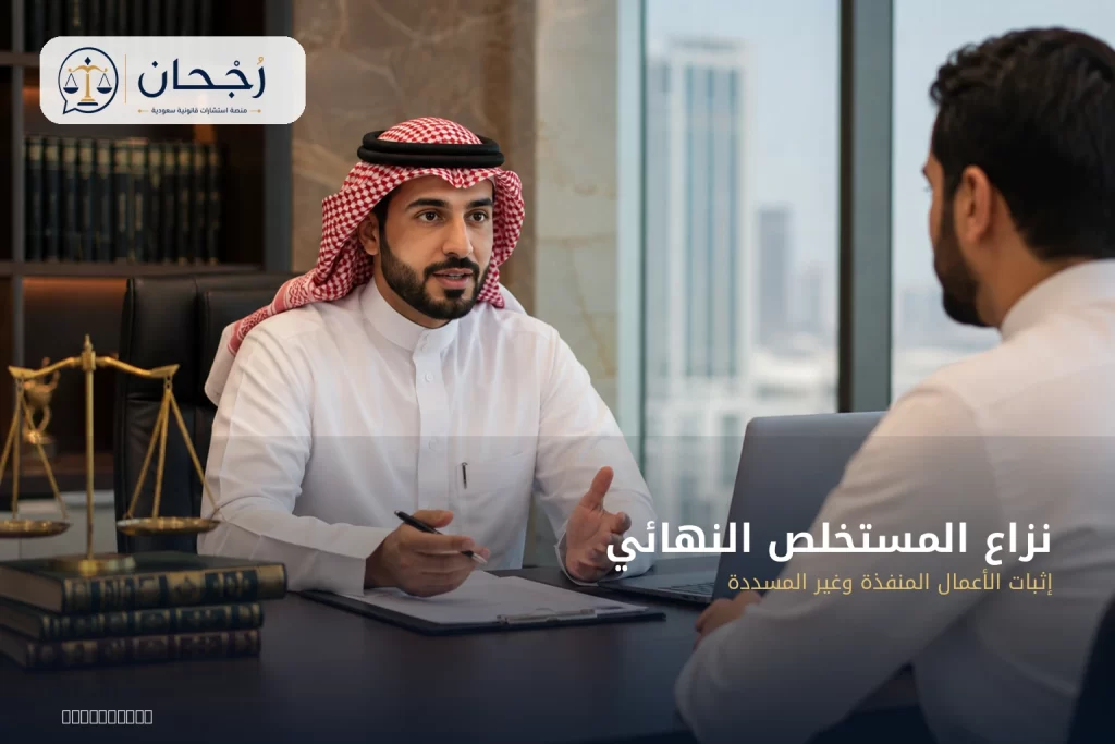 نزاع المستخلص النهائي: كيف يثبت المقاول الأعمال المنفذة وغير المسددة؟ - رُجحان للاستشارات القانونية
