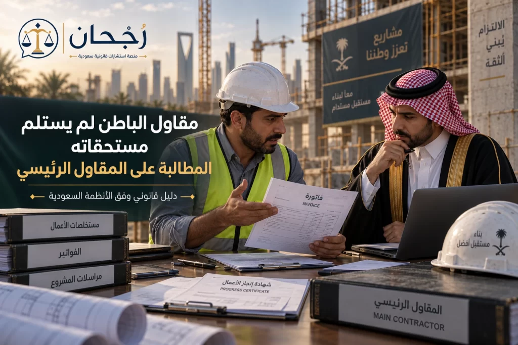 مقاول الباطن لم يستلم مستحقاته: المطالبة على المقاول الرئيسي - رُجحان للاستشارات القانونية